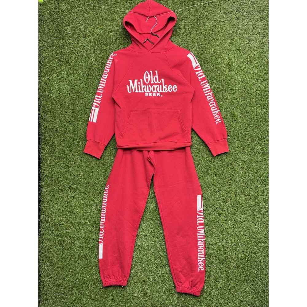 Vintage Old Milwaukee Tracksuit Mens Medium Hoode and Sweatpants 80s Beer